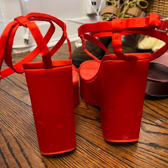 ZARA ❤️ Chunky satin strap wedge sandals - Picture 5 of 7